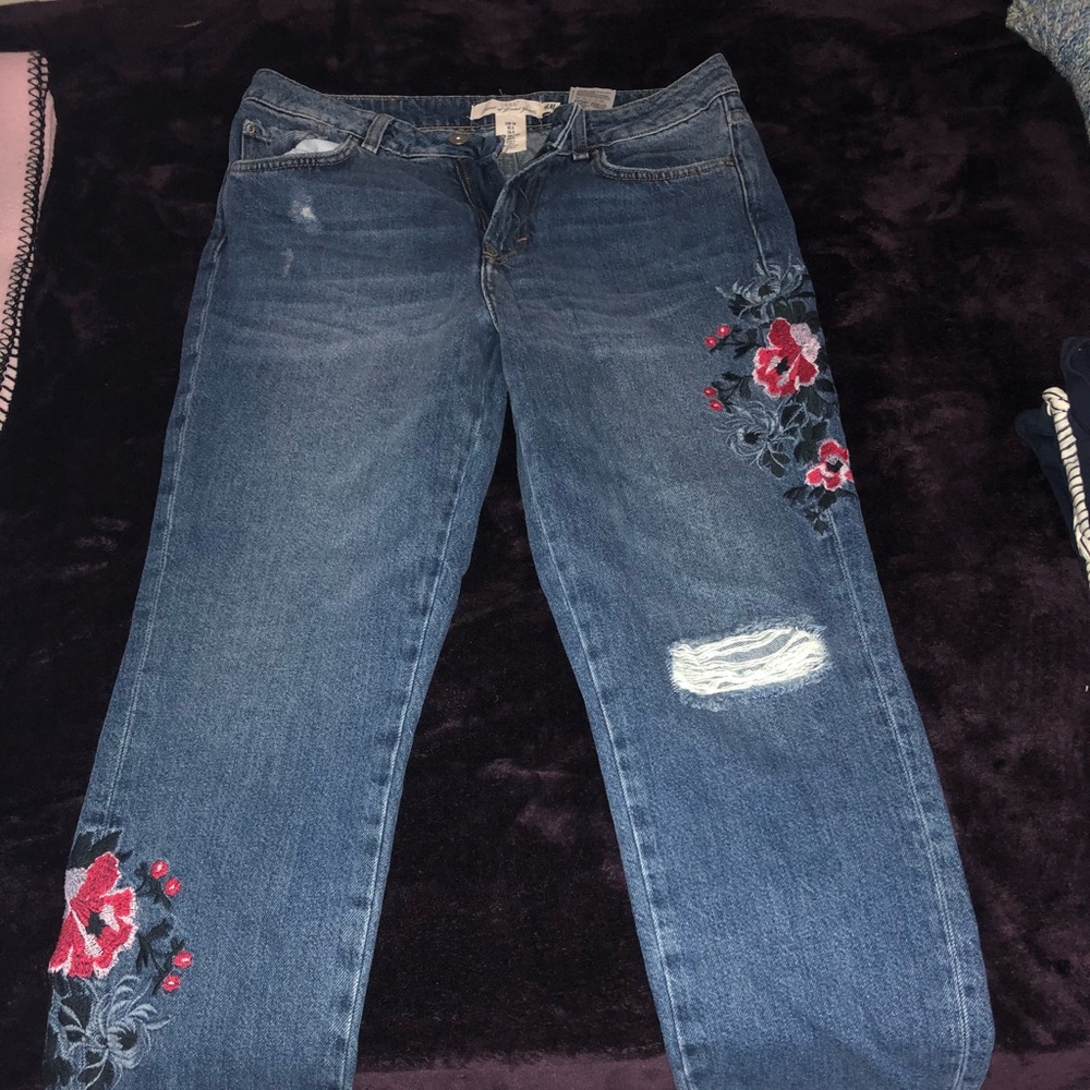 H&M flower jeans